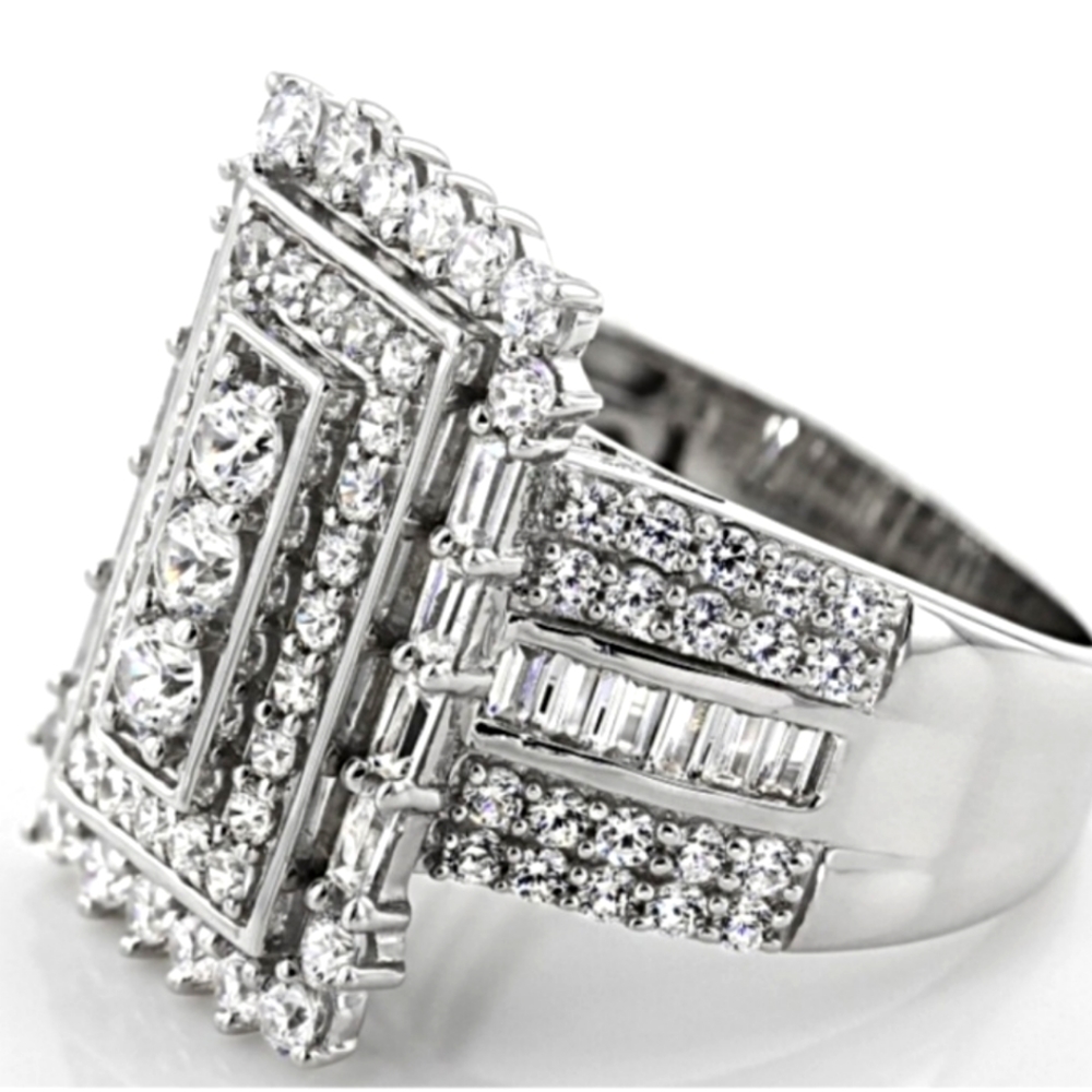 Bella Luce White Cubic Zirconia Rhodium Over Sterling Silver Ring 4.20ctw
